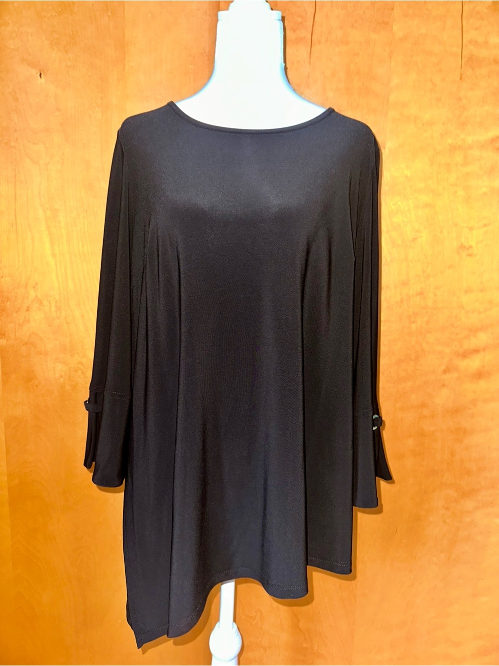 Joseph Ribkoff Black Boatneck Tunic with Tab Sleeves